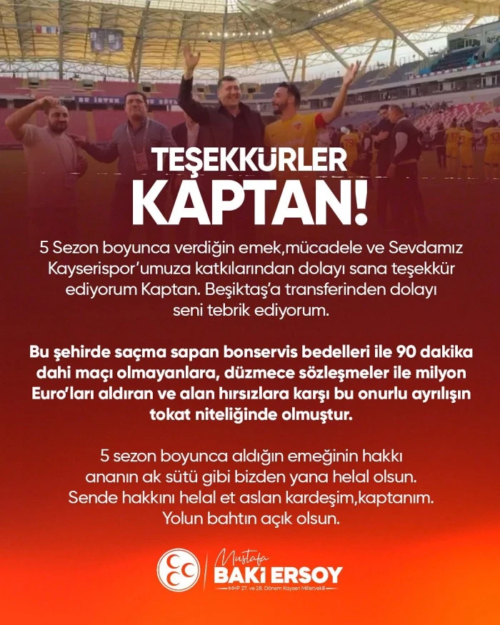 Baki Ersoy’dan Gökhan Sazdağı’na Veda Mesajı